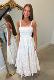 Fresh Picks Floral Smocked Midi Dress Cream
