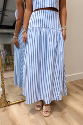 Carolina Stripes Maxi Skirt Blue