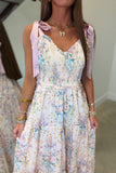 Floral Embroidered Eyelet Shoulder Tie Maxi Dress