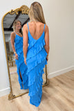Night to Remember Ruffle Maxi Dress Blue