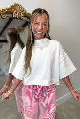 Spring Fest Short Sleeve Sweater Cream RESTOCK