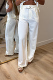 Savvy Buckle Belt Pant Set Cream