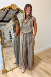 Cocoa Powder Draped Jumpsuit