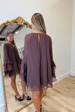 Romeo Flutter Sleeve Dress Chocolate