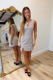 Wavy Cutout Polka Dot Dress Beige