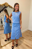 Suede Solutions Skirt Set Blue