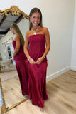 Wedding Weekend Strapless Dress Burgundy