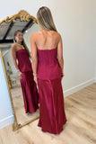 Wedding Weekend Strapless Dress Burgundy