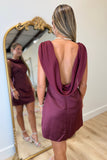 Delicately Draped Dress Burgundy