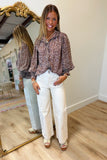 Figure Flattery Button Pants Ecru