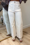 Figure Flattery Button Pants Ecru