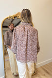 Spotted in Style Ruffle Neck Top Brown
