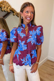 Midnight Garden Floral Top Maroon