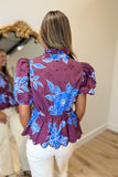 Midnight Garden Floral Top Maroon