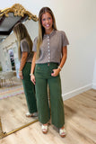 Figure Flattery Button Pants Olive