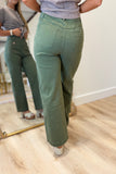 Figure Flattery Button Pants Olive