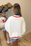 USA Mock Neck Sweatshirt White