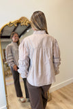 Frilly Lace Pintuck Blouse Mocha