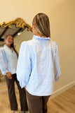 Dressy Floral Embossed Blouse Blue