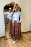 Fields of Floral Tiered Maxi Skirt Brown