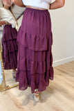 Elegant Grace Tiered Skirt Burgundy