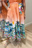 Tropical Village Midi Dress Papaya