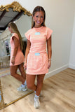 E Squared Striped Cap Sleeve Cinched Tee Pumpkin Patch