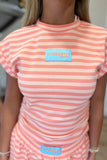 E Squared Striped Cap Sleeve Cinched Tee Pumpkin Patch
