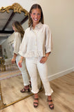 Morning Oat Ruffle Hem Shirt Vanilla