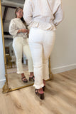 Another Love Tully Ruffle Hem Pant Cream