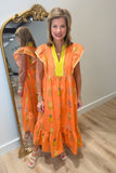Umgee Tangerine Bloom Midi Dress