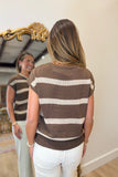 Cocoa Stripe Knit Top Brown