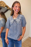 Sweet Southern Girl Gingham Top Navy