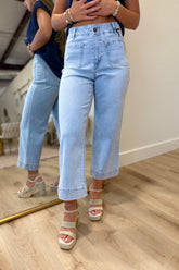 APNY Cropped Wide Leg Pant Light Indigo