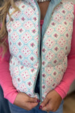 Perfect Floral Puffer Vest Mint