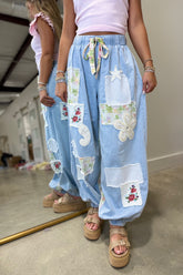 Wildflower Revival Denim Patch Joggers