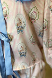 Vintage Bunny Print Ribbon Pajama Set