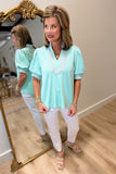 Sweet Social Striped Detail Top Mint