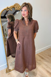 Oak Hill Eyelet Midi Dress Brown