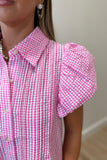 Picnic Under the Palms Gingham Top Pink