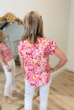 APNY Short Sleeve Split Neck Blouse Pink