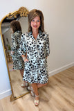 Boho Chic Crinkle Animal Print Dress