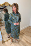 Boho Chic Printed Dress Teal