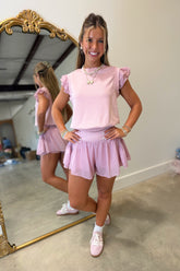 Flutter Sleeve French Terry Short Set Mauve
