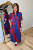 Rebel Stripe Midi Dress Navy