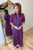 Rebel Stripe Midi Dress Navy