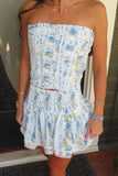 Coastal Crush Corset Skort Set Blue