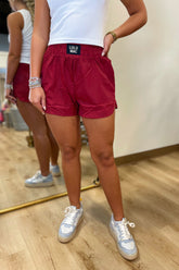 Maroon Lulu Mac Solid Shorts