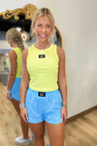 Neon Yellow Lulu Mac Solid Tank Tops