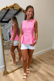Dots on Denim Peplum Top Pink